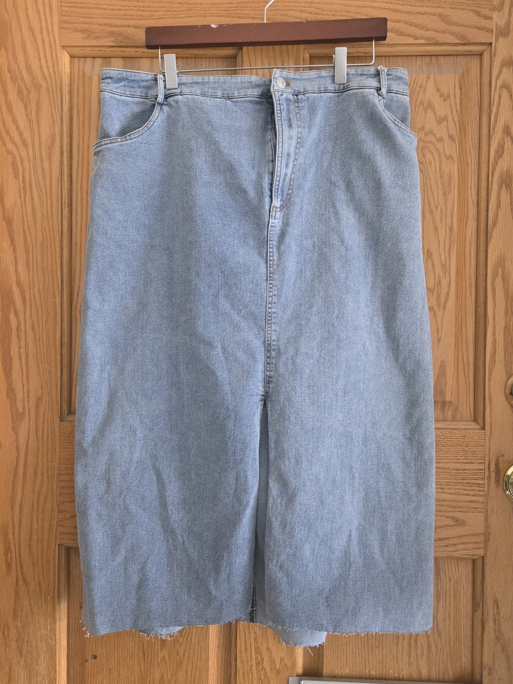 ARULA Light Blue Denim Midi Skirt